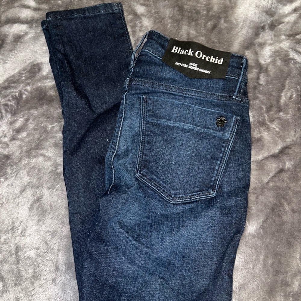womens black orchid jeans size 24 mid rise super skinny